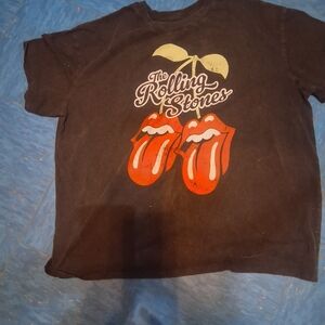 ROLLING STONES BLACK T SHIRT WITH DOUBLE RED TONGUES LOGO. SIZE XXL